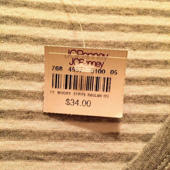 Three Quarter Sleeve White and Gray Raglan Tee - Picture 2 of 4